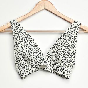 NWOT Free People Erin Printed White Leopard Print Scuba Bralette